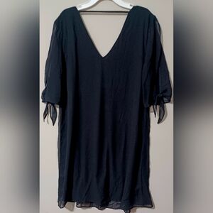 Soprano Cocktail Black Chiffon Dress With Open Sleeves. All Lined. Like New S/M